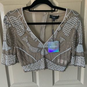 Missguided plunge beaded crop top
